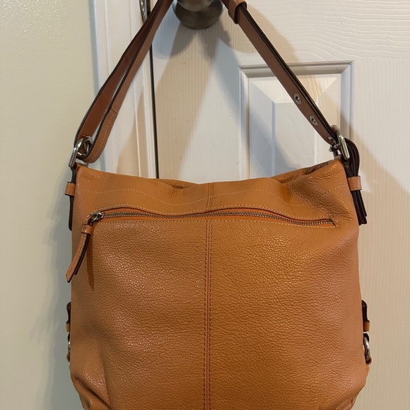 Coach Outlet Vintage Pebbled Leather Zippered Orange Hobo Bag - Picture 1 of 14